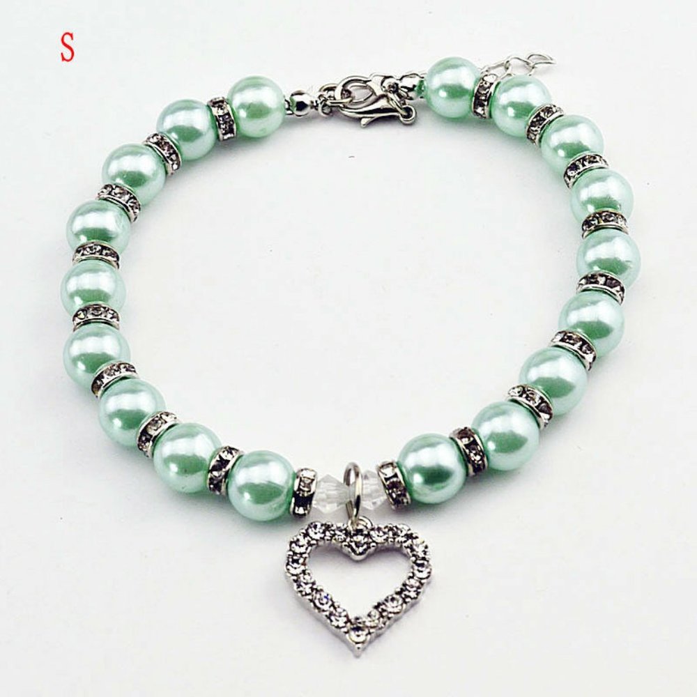 NEW GREEN PEARL PET NECKLACE/COLLAR SIZE SMALL
